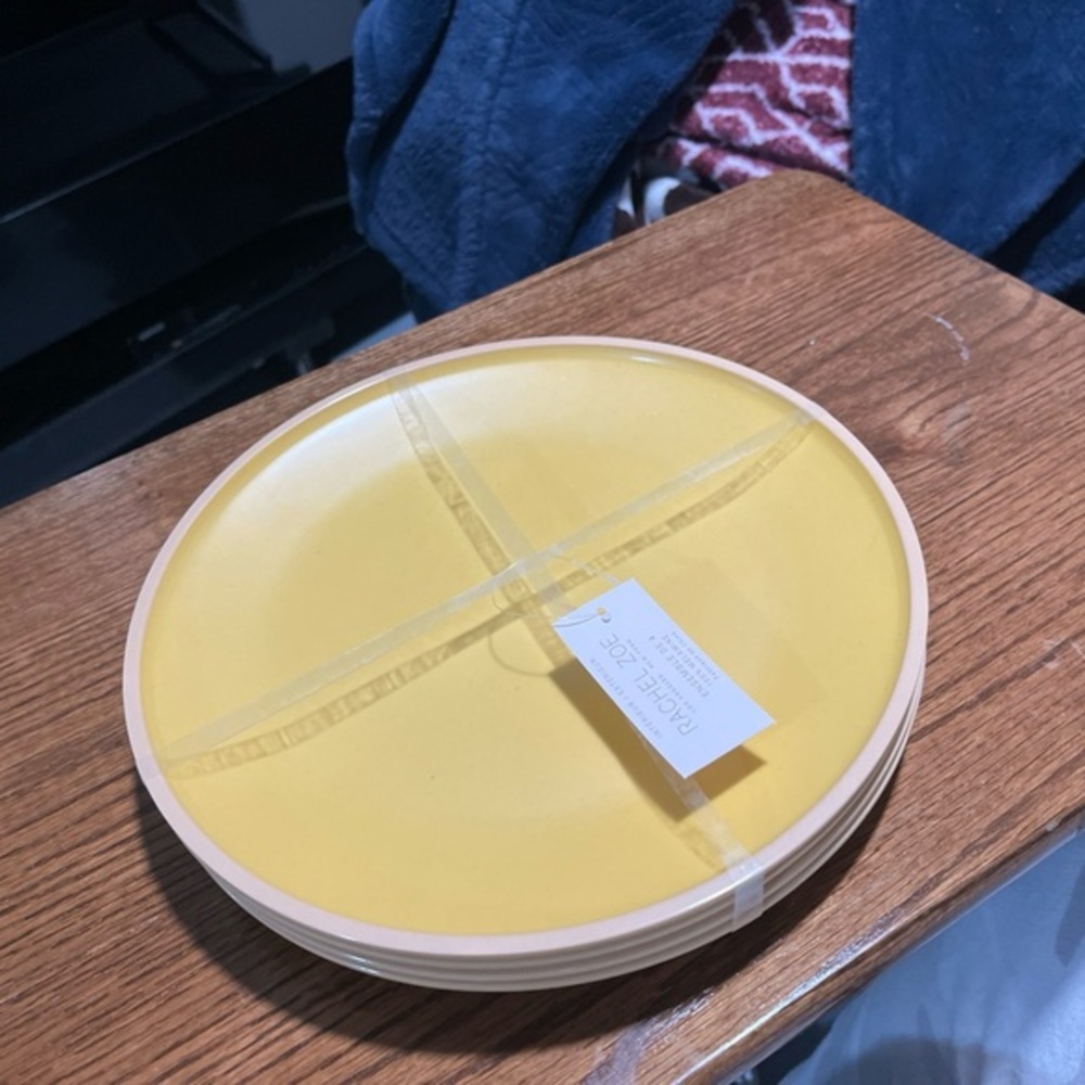 Rachel Zoe Yellow Melamine Dinnerware Plate with Elegant Design